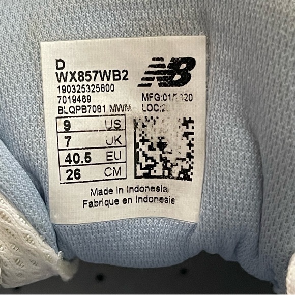 New Balance 857 Cross Trainer Low Top Tennis Shoes White/Baby Blue - size 9 - Picture 6 of 11